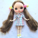 プリーツワンピース　チェック＊22cmdoll