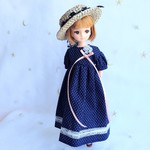フラワーブーケのロングワンピース　ネイビー＊22cmdoll