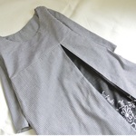ヒッコリーデニム×ダンガリースカラップ　サイド切り替えワンピース　XL