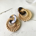 べっ甲＆ラタン大ぶりピアス