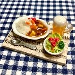ミニチュア、カレーライスセット🍛ビール🍺