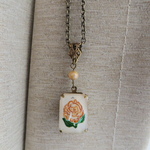 ・:*:・感謝SALE・:*:・Hand Painted Rose Intaglio Glass Cabochon　ネックレス