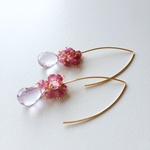 アメジストとピンクトルマリンのふさふさピアス