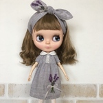 blythe  outfit ラベンダー刺繍ワンピース&ヘアバンド