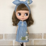 blythe  outfit リボン刺繍ワンピース&ヘアバンド