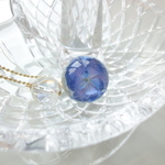 花鞠アクア水晶ネックレス（紫陽花）八重ブルー（依頼作品）