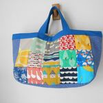 ♪北欧風四角パッチ　横長　船底キルト　BAG　♪　カラフル　青　アヒル　花　