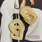 RUKIRIRIA #290 ラタン×チェーンピアス  大ぶりピアス 大ぶりイヤリング 