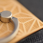 ひのきの木製和柄のスマホリング