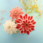 【再販】つまみ細工のお花髪飾り-赤白&ピンク&白-
