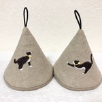 ☆【送料無料】猫ちゃん刺繍付き① 三角鍋つかみ ルクルーゼ♡ストウブ