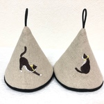☆ 【送料無料】猫ちゃん刺繍付き② 三角鍋つかみ ルクルーゼ♡ストウブ