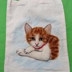 羊毛刺しゅうバッグ(茶トラ白)