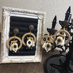 麻フープ×ネイティヴ柄ピアス