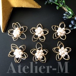 A831  Wire Flower パールチャーム 小 (6個)
