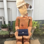 紺色の革の財布/ハンドメイドのレザー財布/miru-navy