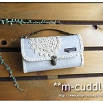 長財布バッグ ハンドメイド　リネン レース編みドイリー