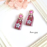 flower tyrolean tape bijou ピアスorイヤリングor樹脂ピアス