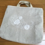 ナチュラル お花刺繍 手提げバッグ  