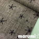 70×50★綿麻★お花の刺繡☆グレー地に黒