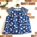 半袖スモック・デニム風カッコいいダイナソー(110size)