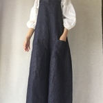 リネンデニムのサロペットガウチョ