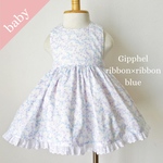 天使のドレスエプロン ribbon×ribbon-blue/ Babysize