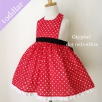 天使のドレスエプロン dot red×white/Toddlersize