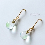 blue green  ガラス玉のピアス