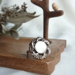 シルバー×ホワイト  ボタン シルバーリング💍