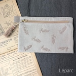 【再販】大人のリネン刺繍ポーチ【hello】