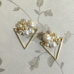 ＊thanks♡価格＊ キスカコットンパールのトライアングルピアスorイヤリング