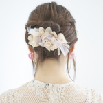 ミルクティ｜彩る咲き編みバレッタ/ヘアクリップ
