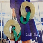 RUKIRIRIA #291 チェーンピアス ターコイズ  大ぶりピアス 大ぶりイヤリング 