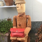２層の長財布/赤い革長財布/ハンドメイド革作品/レッド