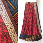 ＜送料無料＞ インドサリー 巻きスカート #56 マキシ丈＊＊＊ ボヘミアン エスニック ジプシー ヒッピー オリエンタル ベリーダンス 衣装