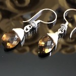 強い金運効果のあるウイスキークォーツスターリングシルバー925ピアス　
