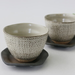 布目カップ＆５角プチ皿 ２set組（グレー/鉄茶）2101-9