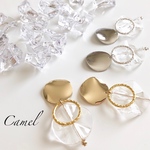 クリア花びらコインピアス（イヤリング）シルバー