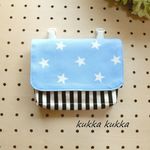 【新作】マチ付き移動ポケット～水色スター×ストライプ～　