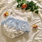 コットンレースのワンピース風ロンパース