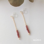 14kgf モザンビークガーネット×chain earring[ノンホールピアス・ピアス]