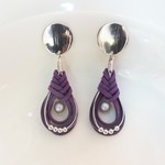 シルバーメタリックプレート&パープルみょうが結び  ピアス  イヤリング