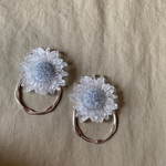 〈再販〉2way silver花×ループピアス/イヤリング