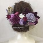 wasou purple gold tulle ribbon ヘッドドレス 髪飾り