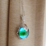 ・:*:・ムラと小さな気泡あり・:*:・　Vintage Blue×Green Apple glass 　ネックレス