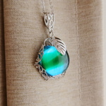 ・:*:・小さい気泡あり・:*:・　Vintage Blue×Green Apple glass 　ネックレス