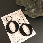 【再再……販】❣️大ぶり ピアス/イヤリング♡ モノトーンカボション✖️BLACKサークルピアス／イヤリング