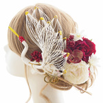 髪飾り　鶴・紅白・芍薬・胡蝶蘭　結婚式☆ウェディング☆卒業式☆成人式 ヘッドドレス☆ヘアパーツ　和装・振袖・着物 