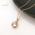 Swarovski Crystal Round Motif Gold Necklace